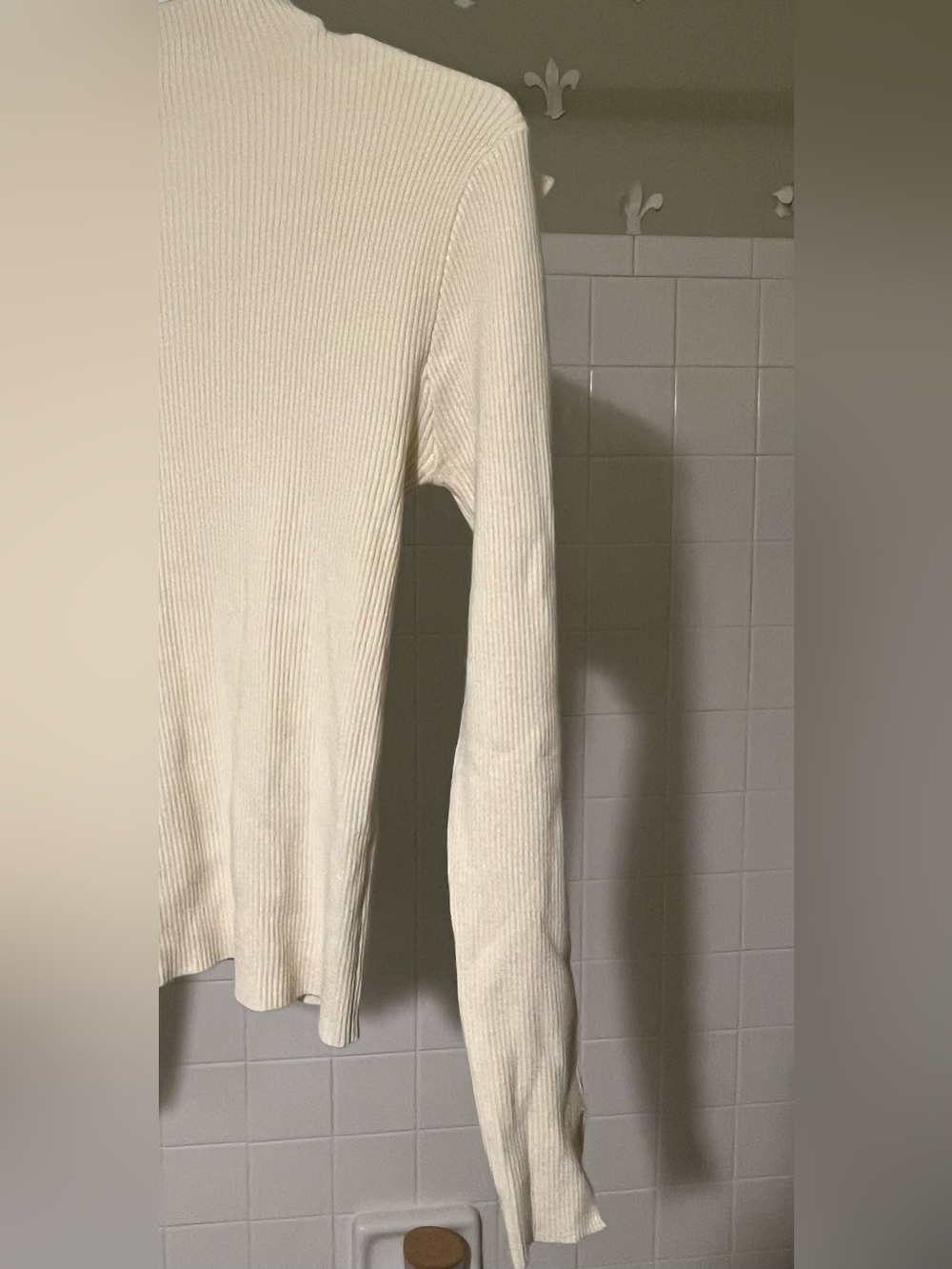 Cream Ruffle Accent Ribbed Sweater - Women's - Picture 2 of 11